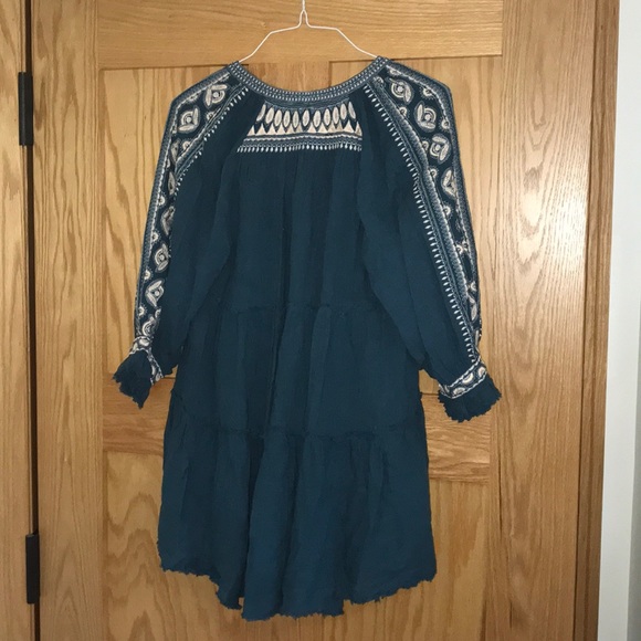 Free People Embroidered Teal tunic/dress - Picture 6 of 6